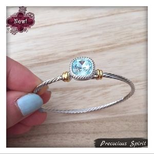 ocean blue gem crystal cable hook Bangle bracelet
